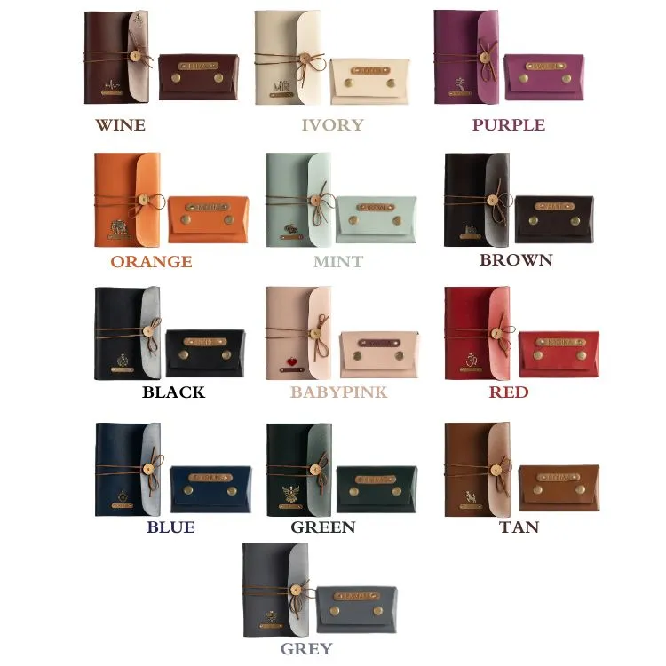Personalized A5 Vegan Leather Diary and Visiting Card Holder
